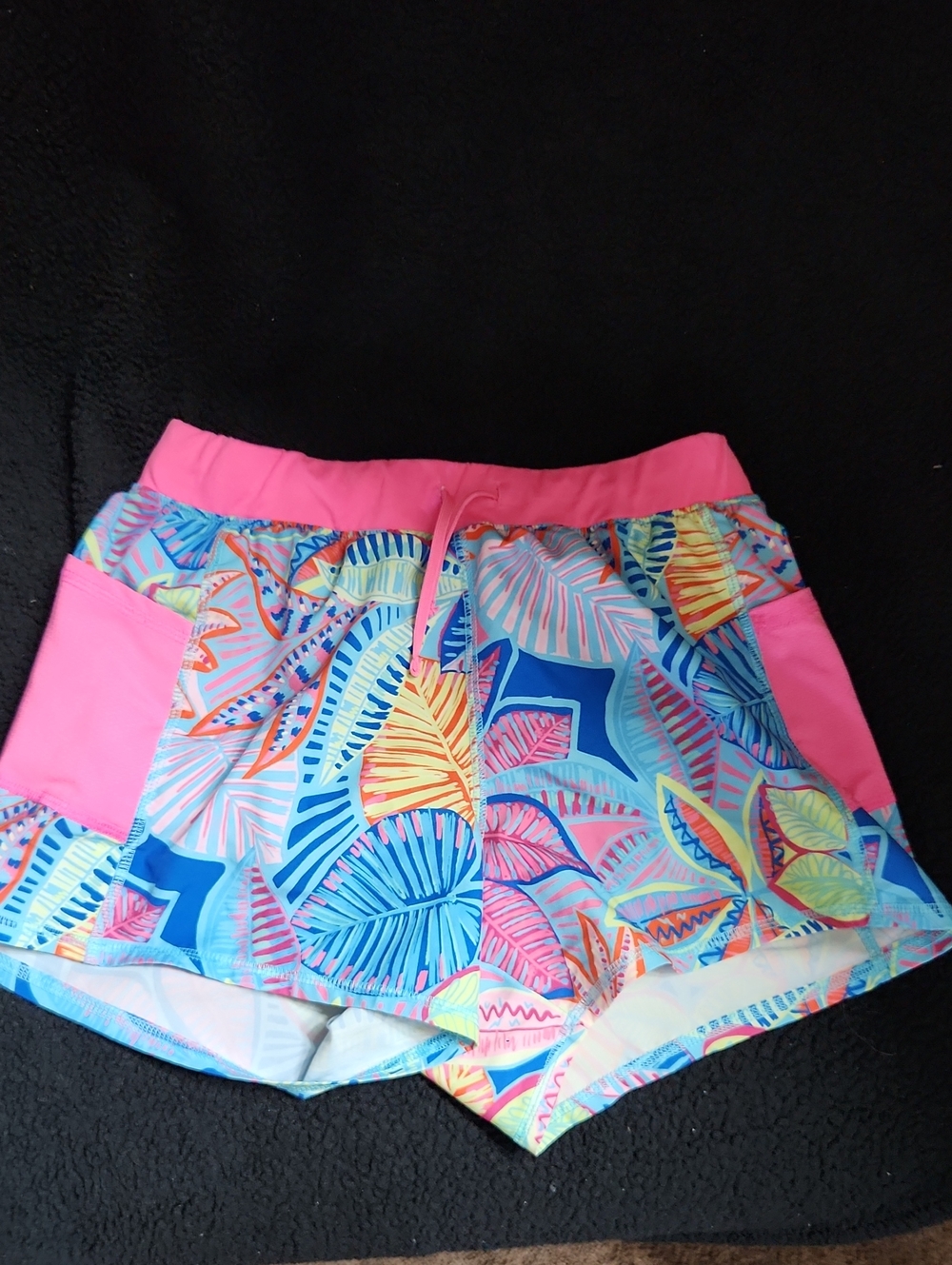 tek gear Pink & Blue Tropical Leaf Athletic Shorts
